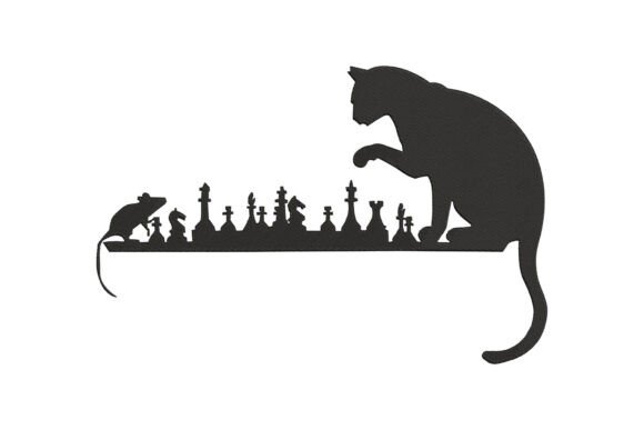 Cat and Mouse Playing Chess