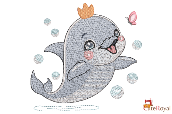 Crowned Dolphin and Pink Butterfly