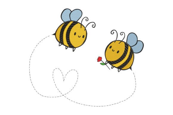 Cute Bee Couple Heart