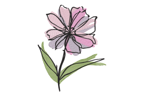 Pink Sketch Flower – Watercolor
