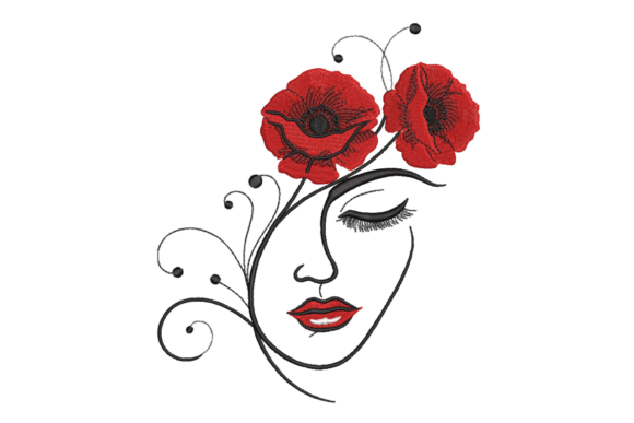 Poppy Flower Lady Face